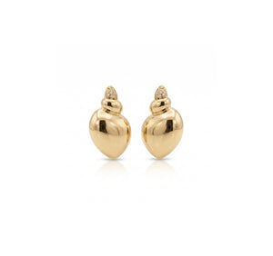 Diamond Accented Seashell Stud Earrings