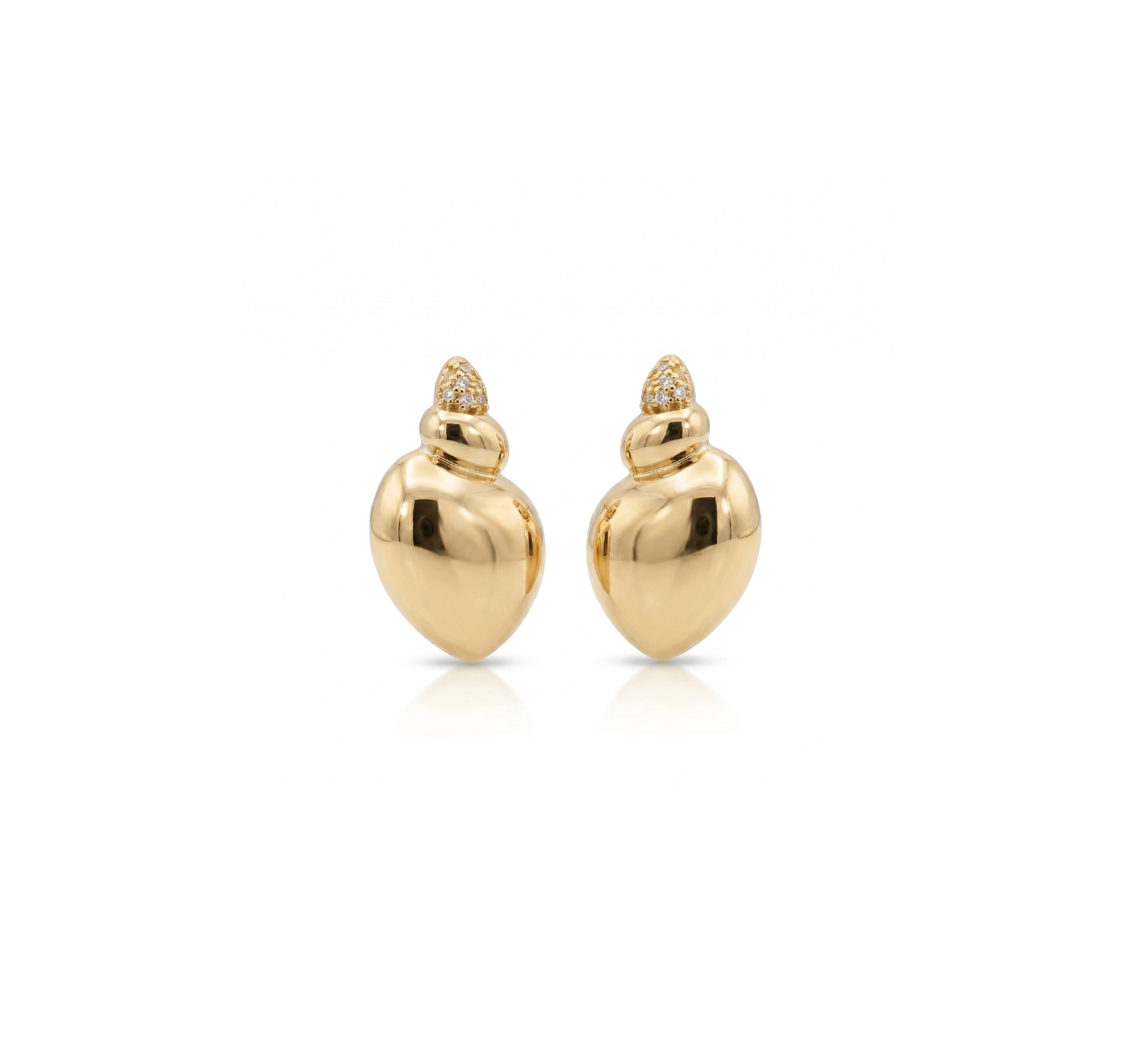 Diamond Accented Seashell Stud Earrings