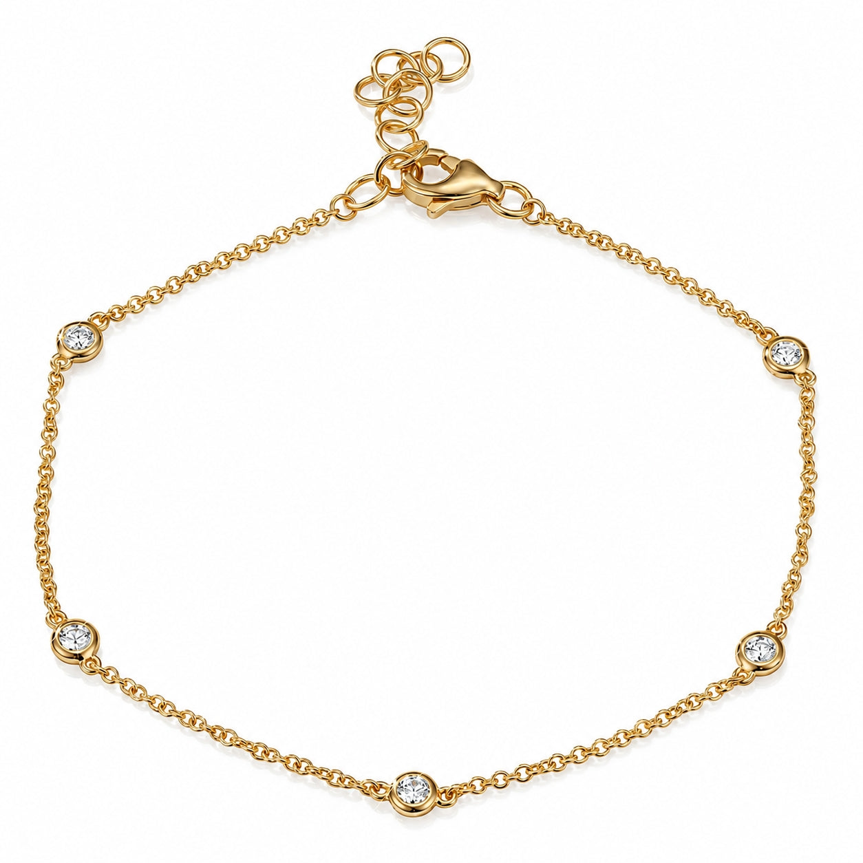 Diamond Bezel Station Chain Bracelet