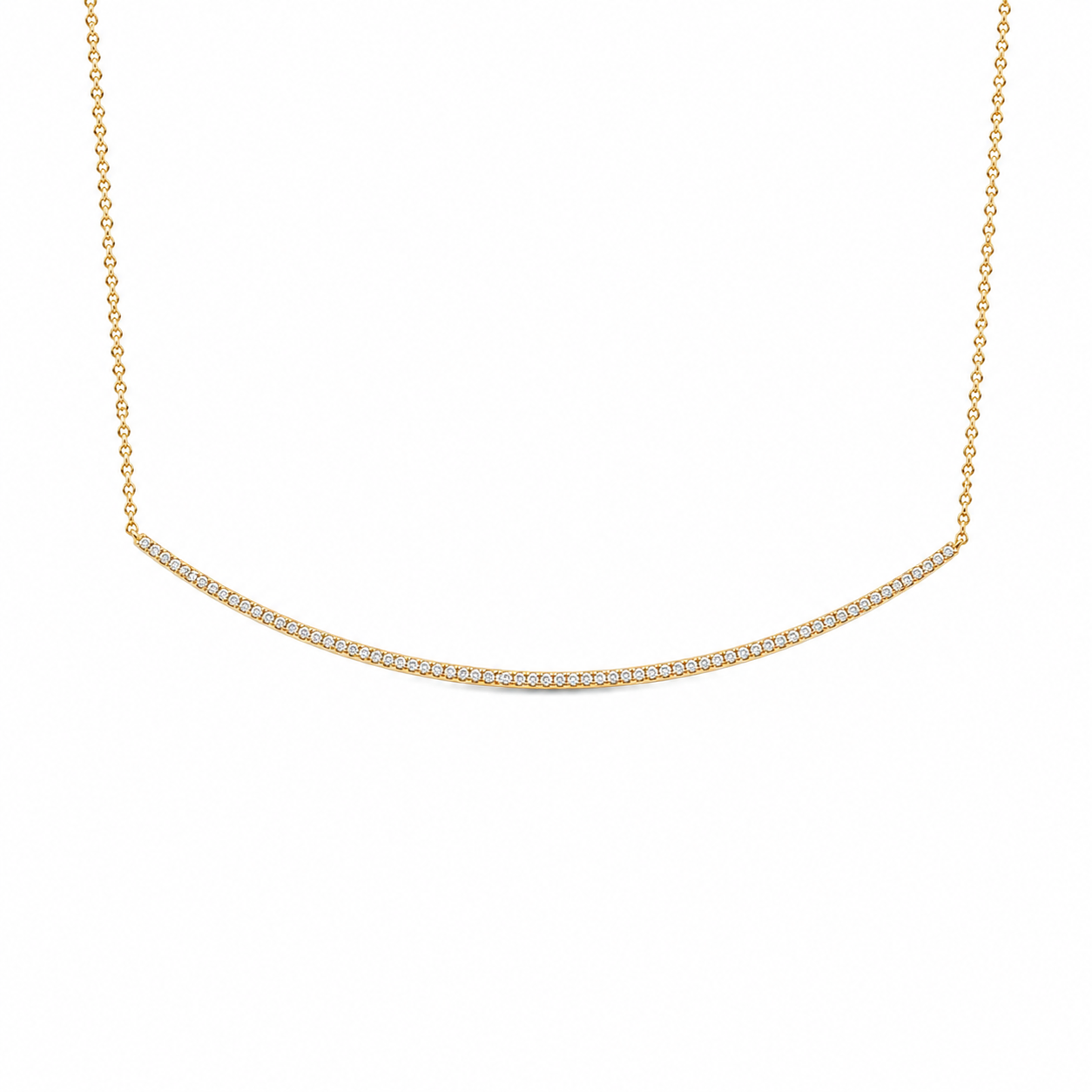 Diamond Curved Bar Chain Necklace