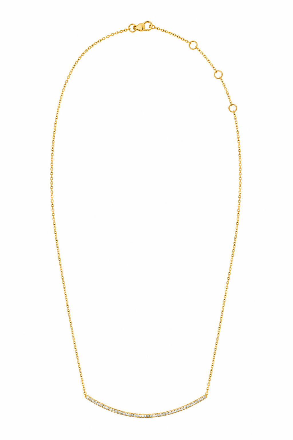 Diamond Curved Bar Chain Necklace