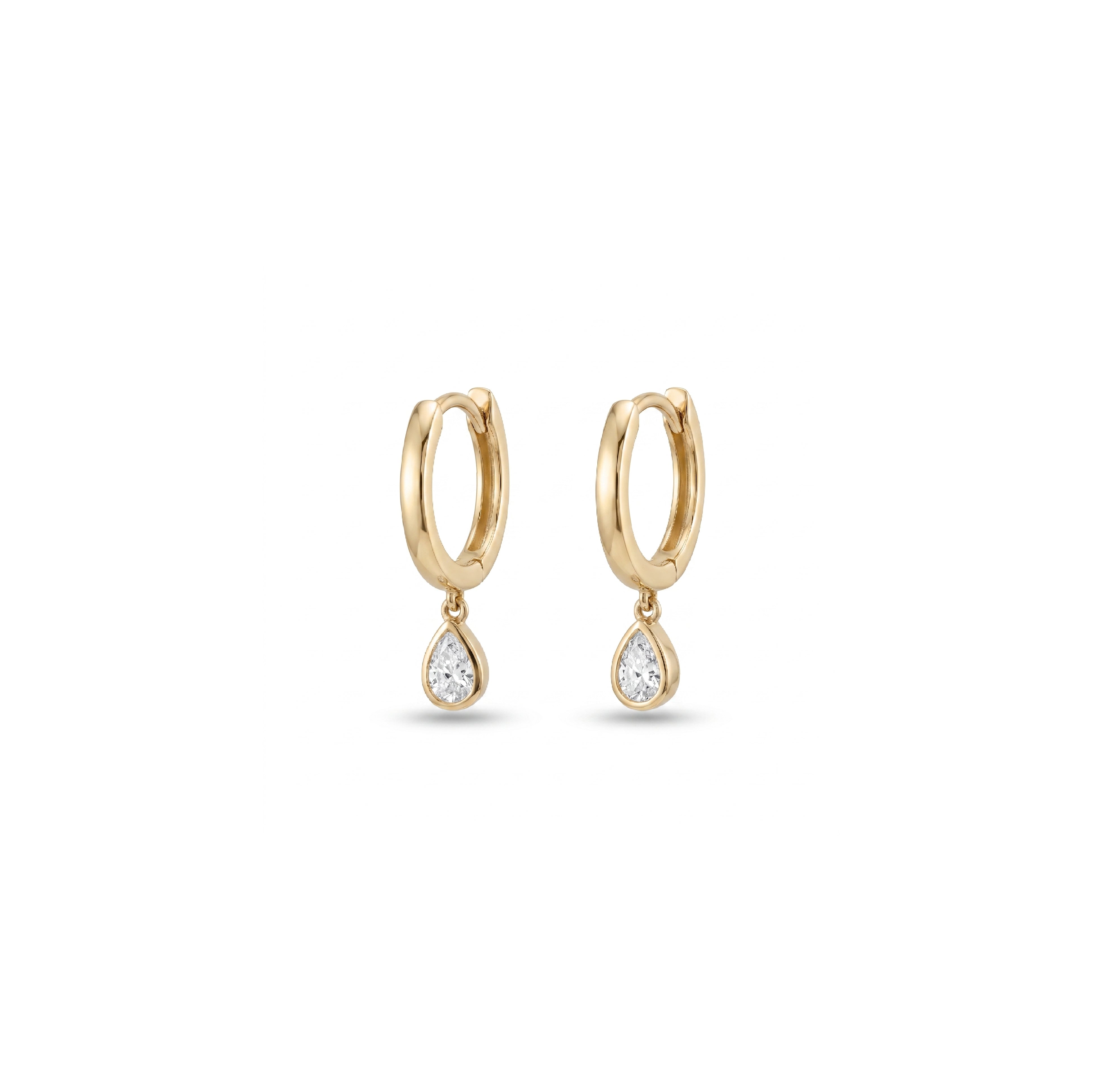 Diamond Drop Hoop Earrings - 10mm