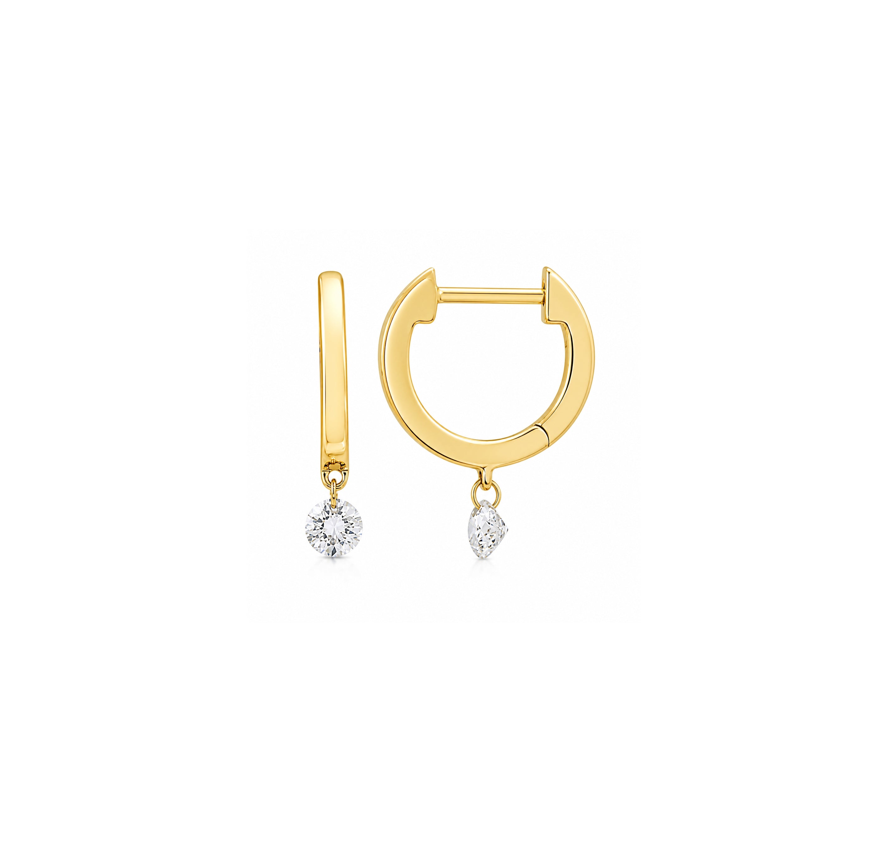 Diamond Drop Huggie Earrings