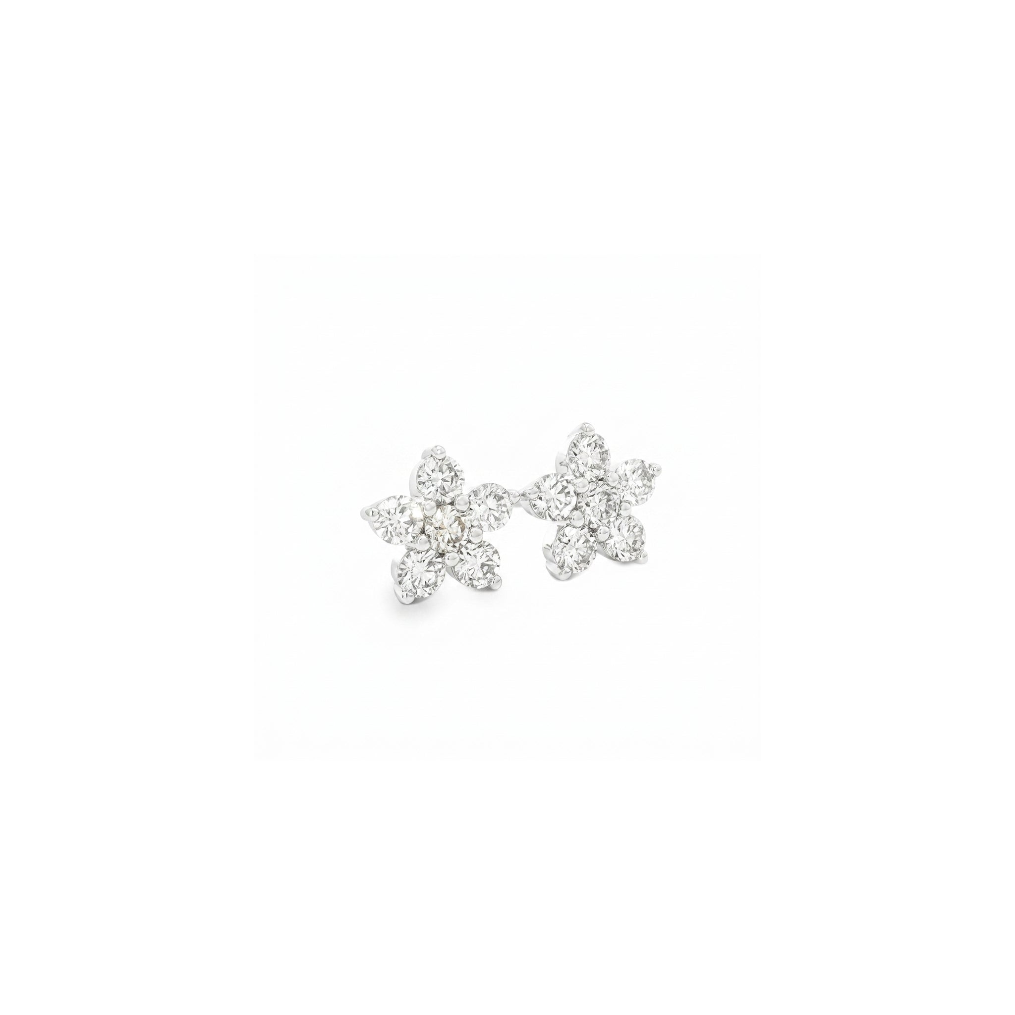 Diamond Flower Cluster Stud Earrings
