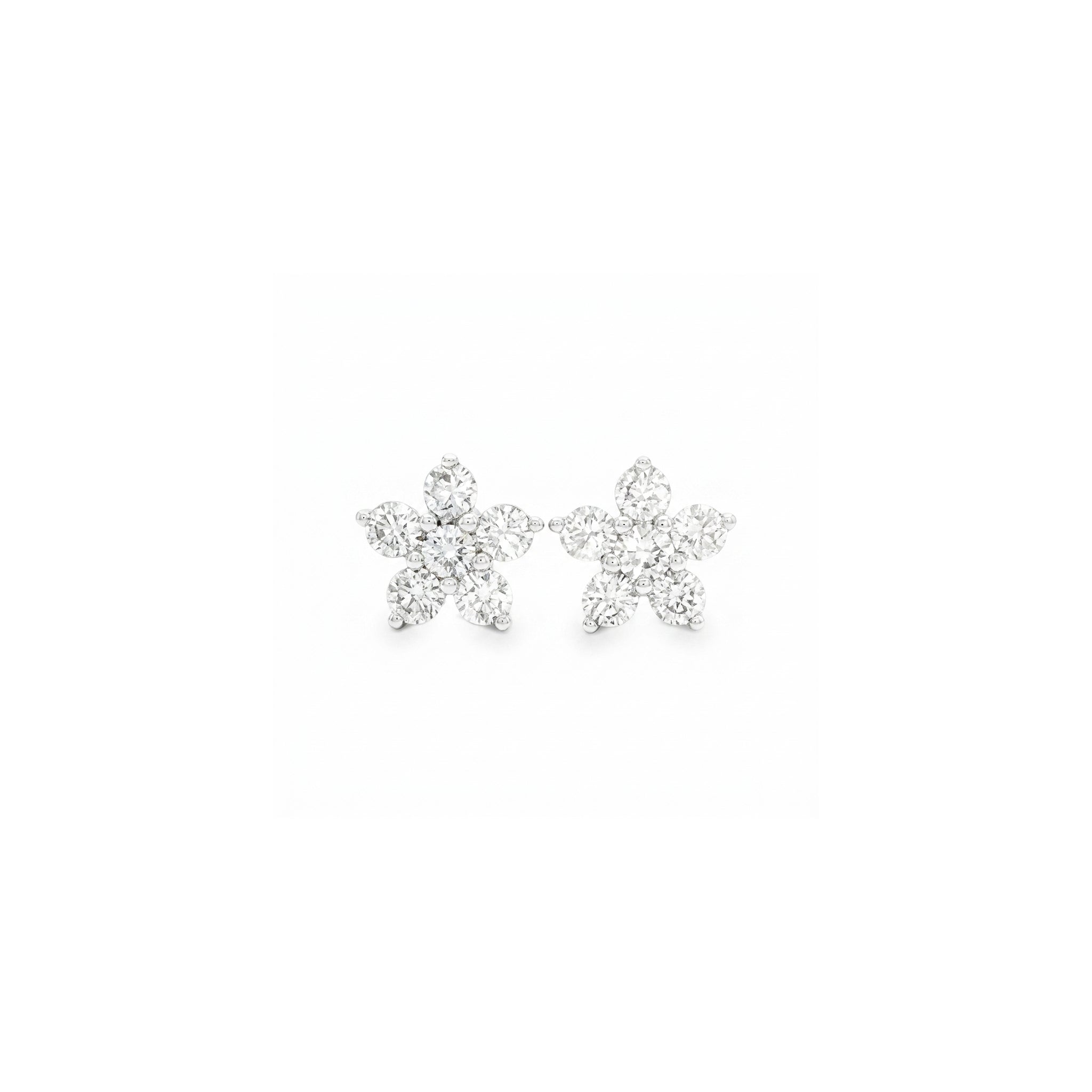 Diamond Flower Cluster Stud Earrings