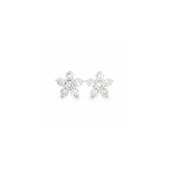 Diamond Flower Cluster Stud Earrings