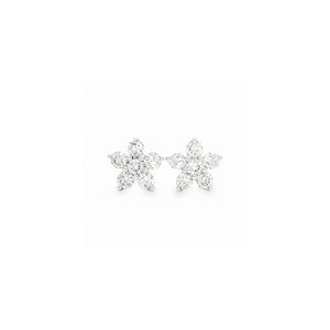 Diamond Flower Cluster Stud Earrings