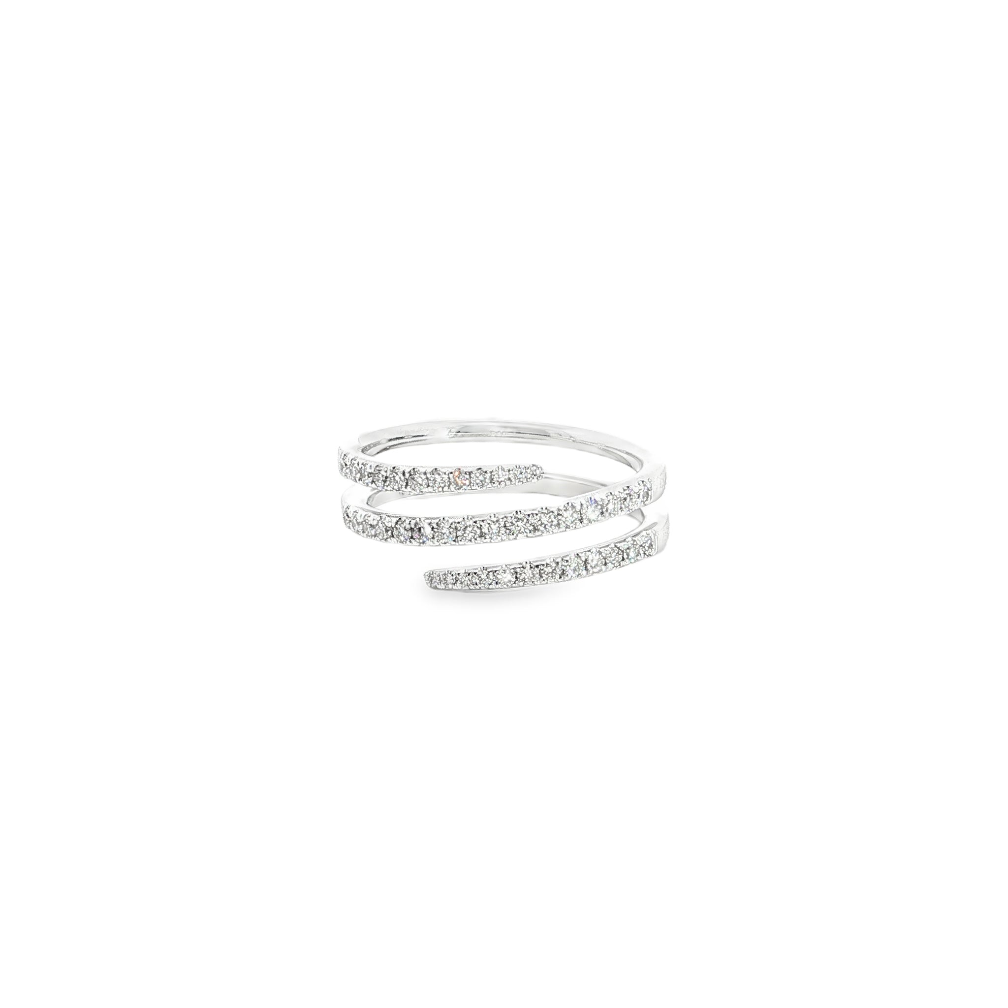 Diamond Spiral Wrap Around Ring in White Gold
