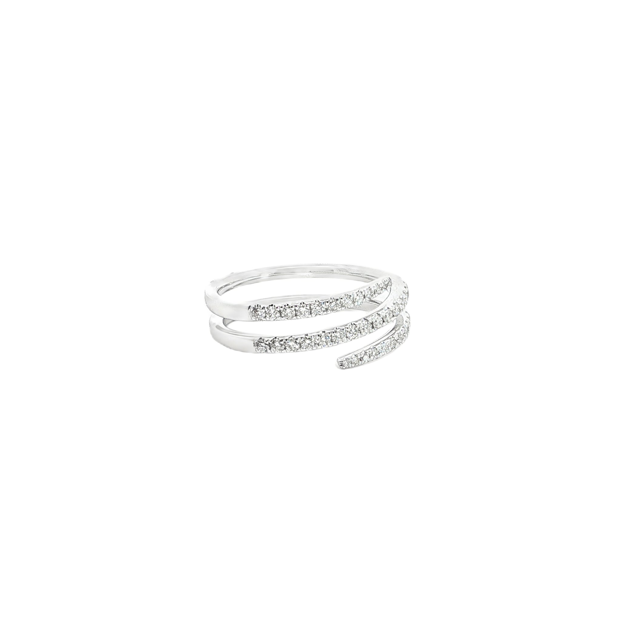 Diamond Spiral Wrap Around Ring in White Gold