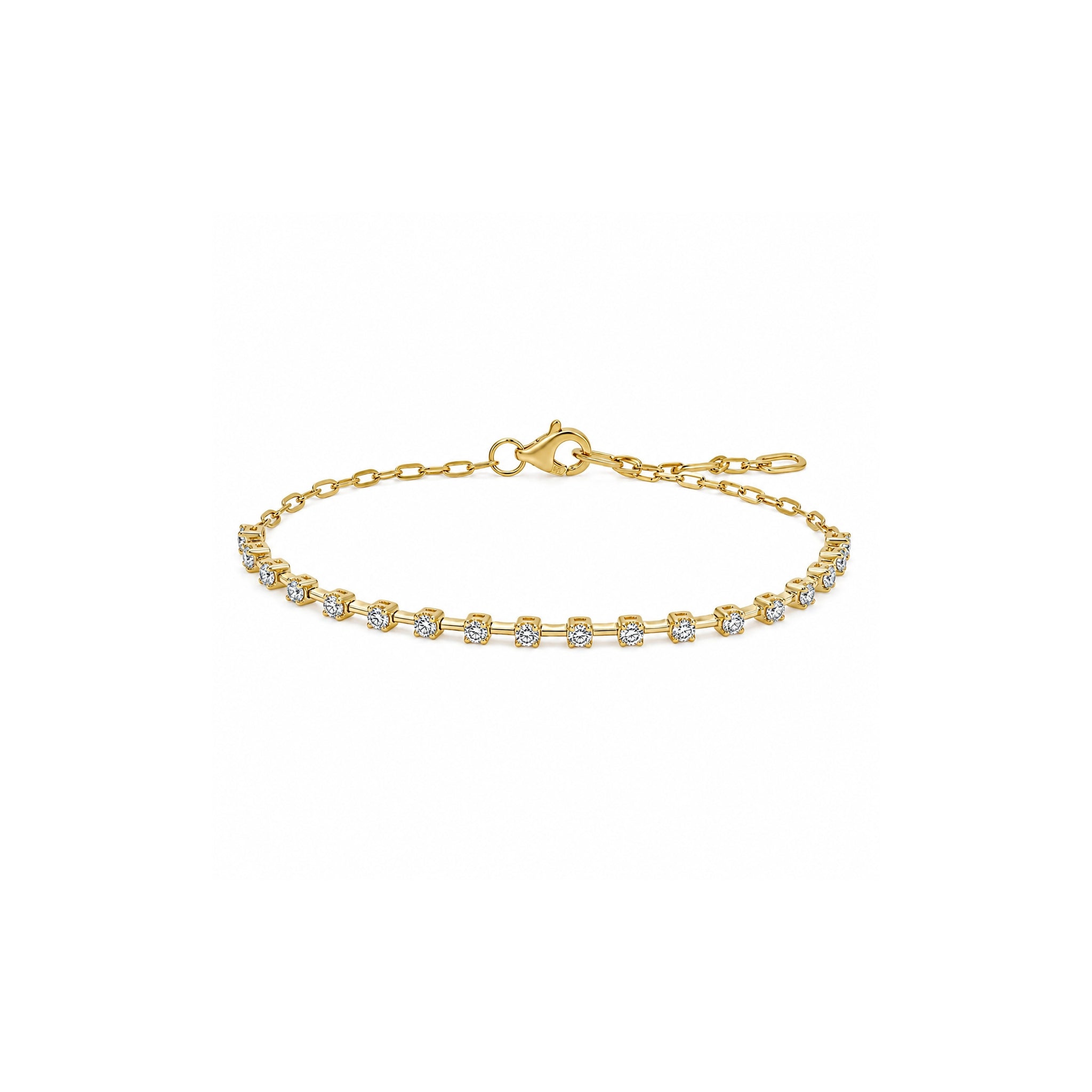 Diamond Station Paper Clip Chain Bracelet