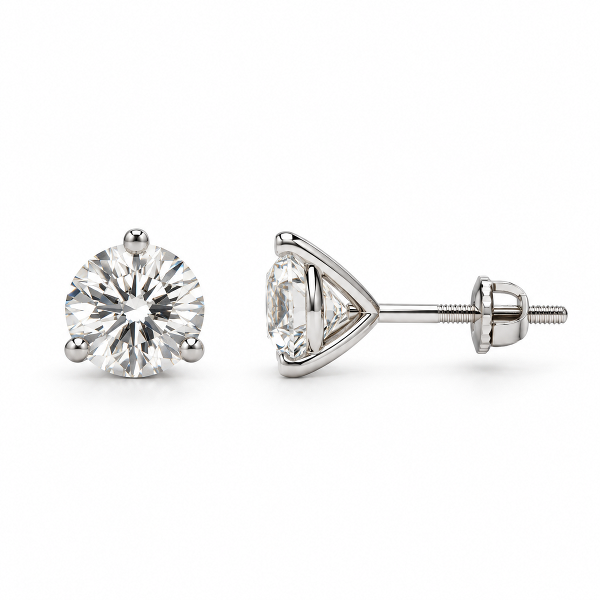 1 CTW Lab-Grown Diamond Studs | 3-Prong Martini Setting