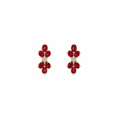 Double Ruby Flower Earring with Diamond