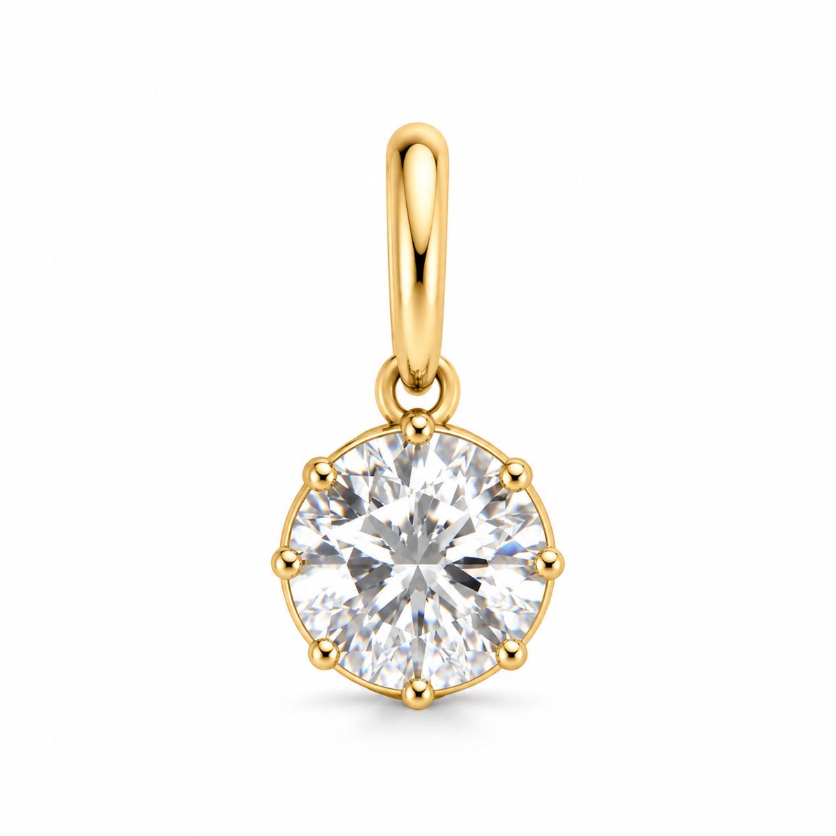 The Round Lab Grown Pendant in Yellow Gold