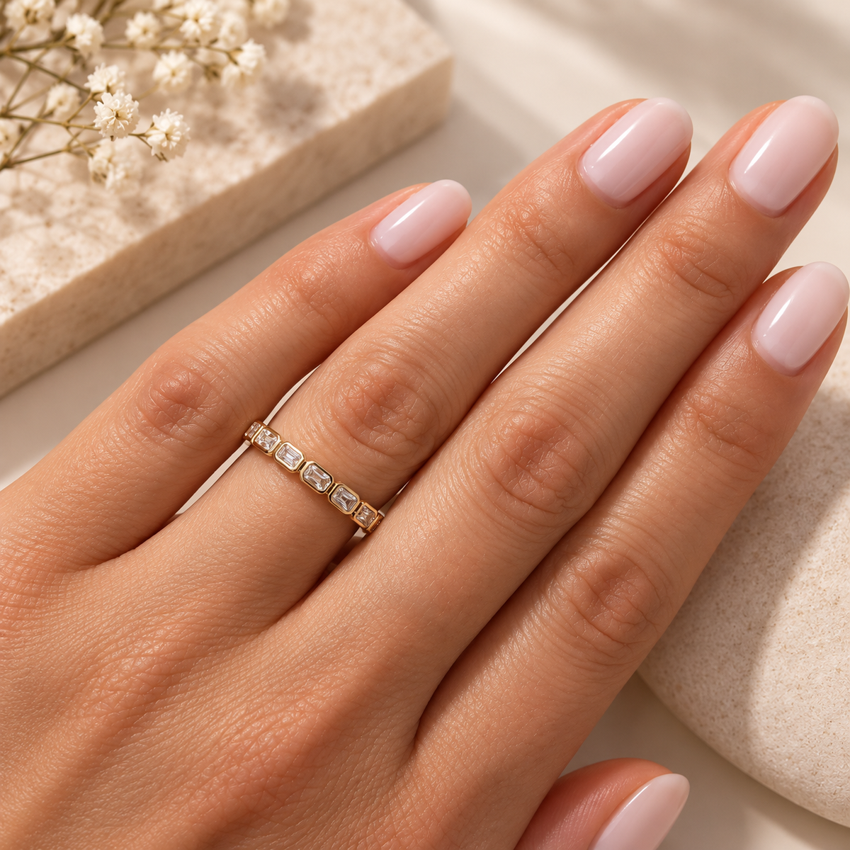 The Emerald-Cut Bezel Eternity Band | Lab-Grown Diamonds