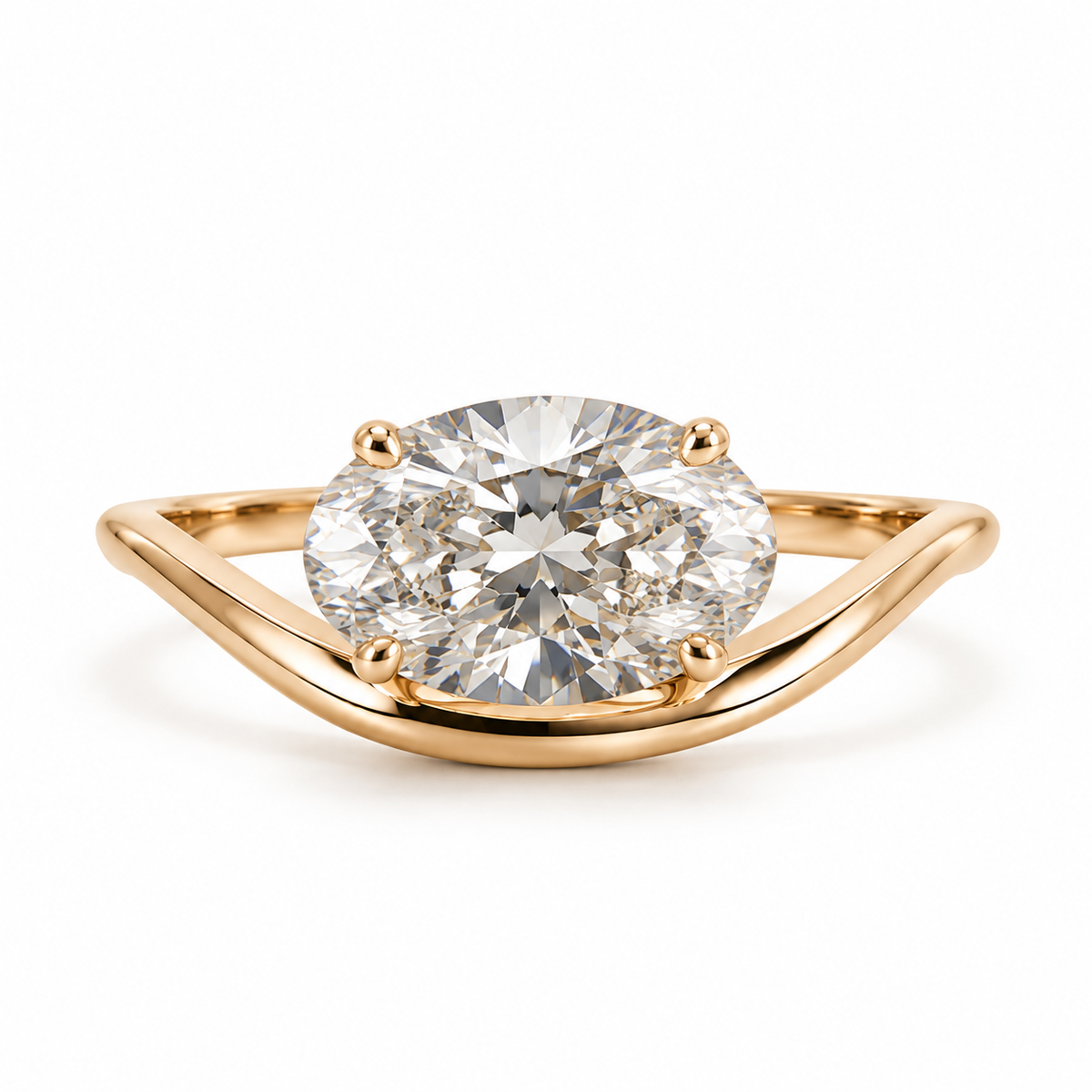 Oval Solitaire Ring in Yellow Gold | Lab-Grown Diamonds