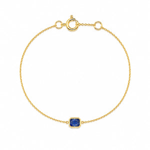 Emerald-Cut Blue Sapphire Bezel Chain Bracelet