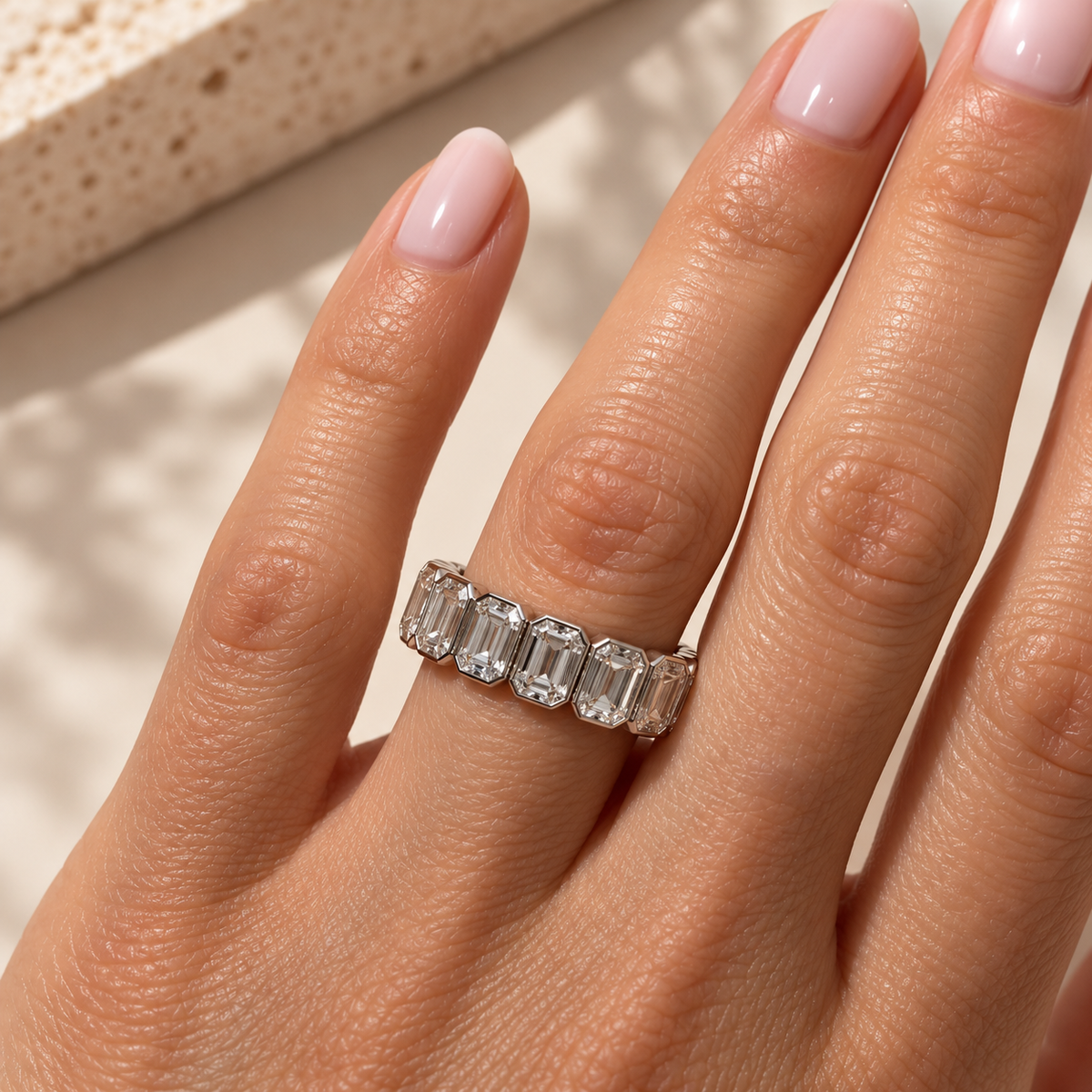 The Classic Emerald-Cut Bezel Eternity Band | Lab-Grown Diamonds
