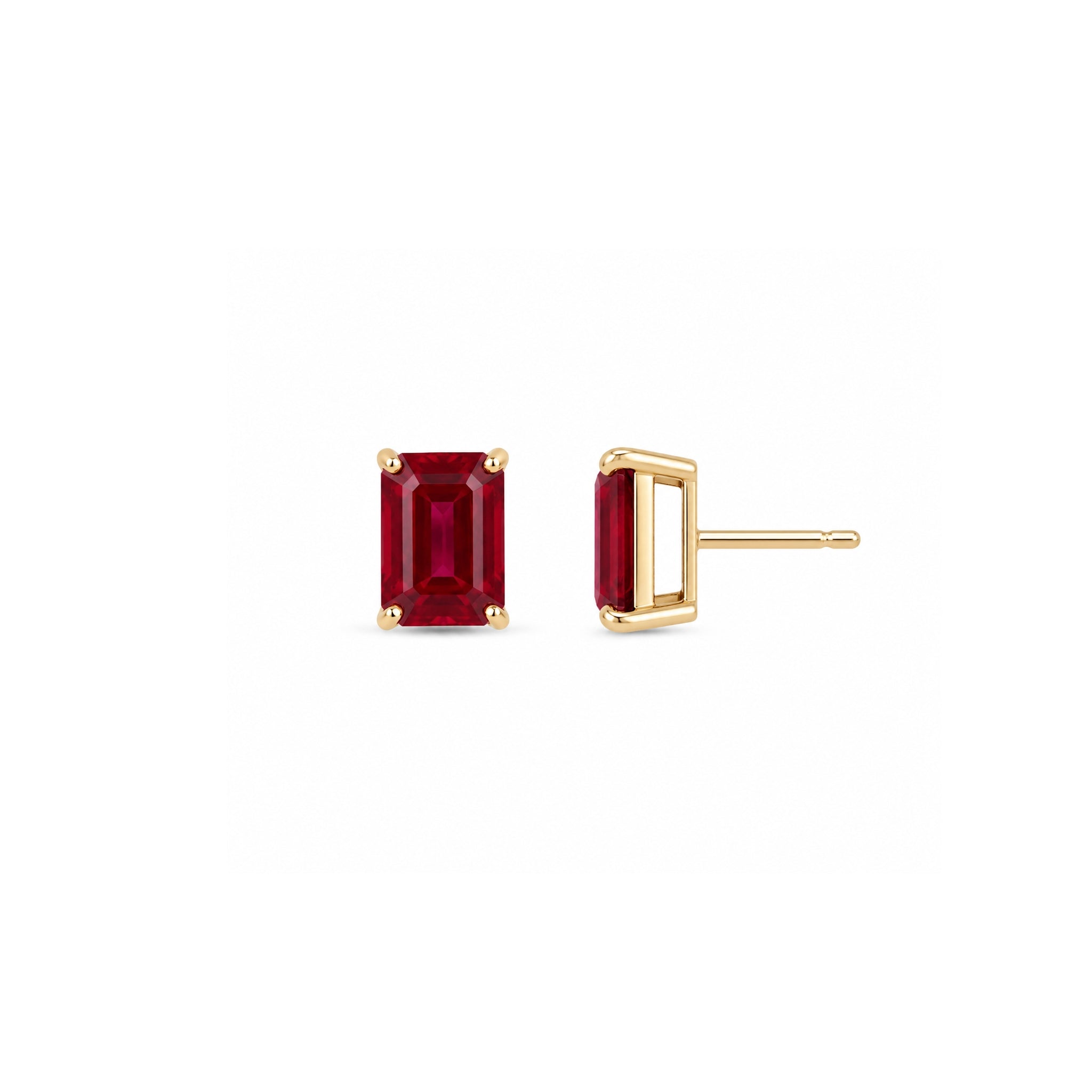 Emerald-Cut Ruby Stud Earrings