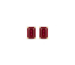 Emerald-Cut Ruby Stud Earrings