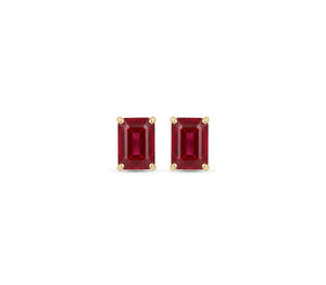 Emerald-Cut Ruby Stud Earrings