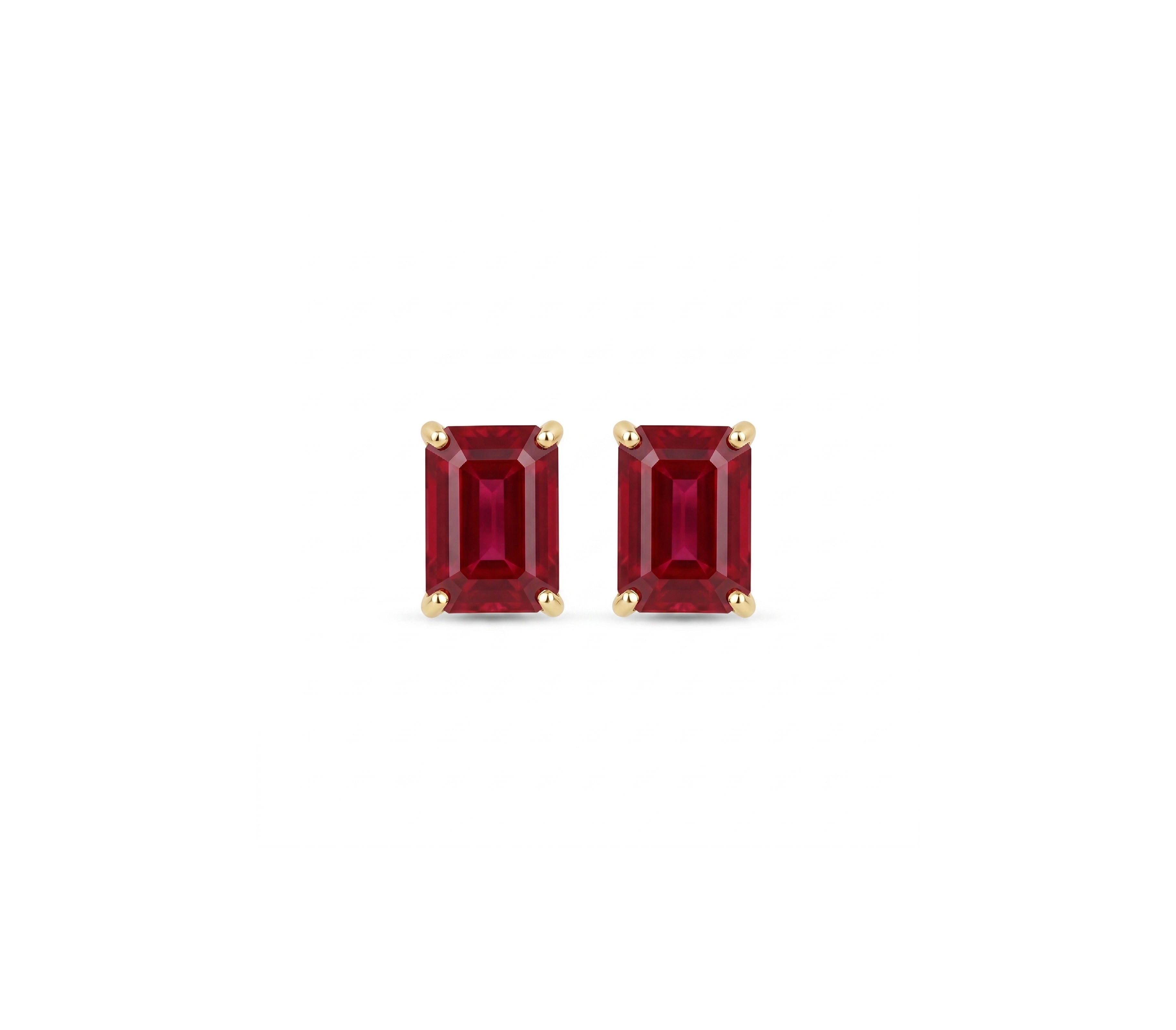 Emerald-Cut Ruby Stud Earrings