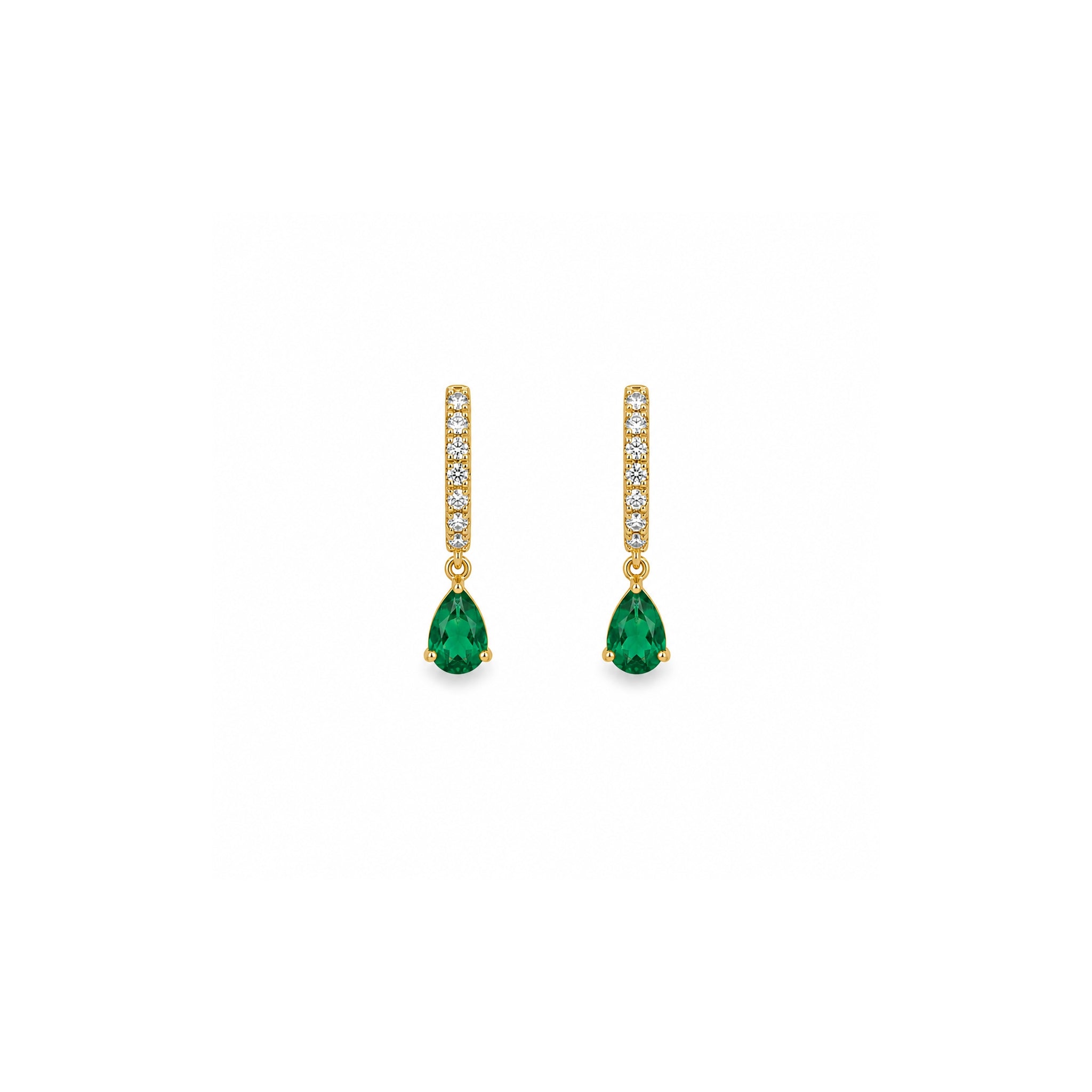Emerald Drop and Diamond Earrings