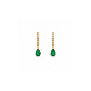 Emerald Drop and Diamond Earrings