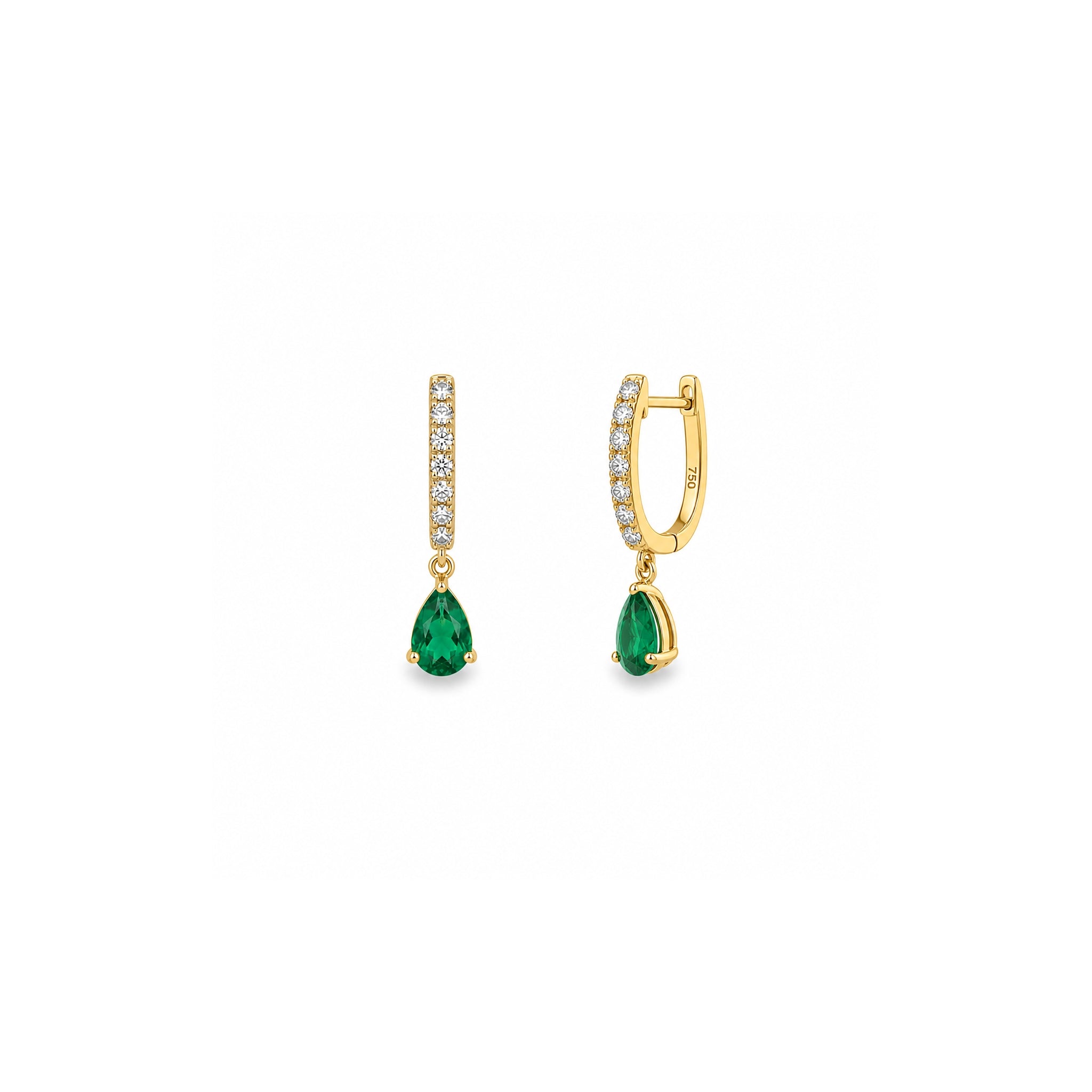 Emerald Drop and Diamond Earrings