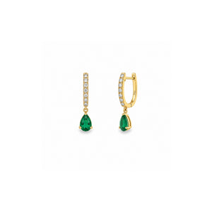 Emerald Drop and Diamond Earrings