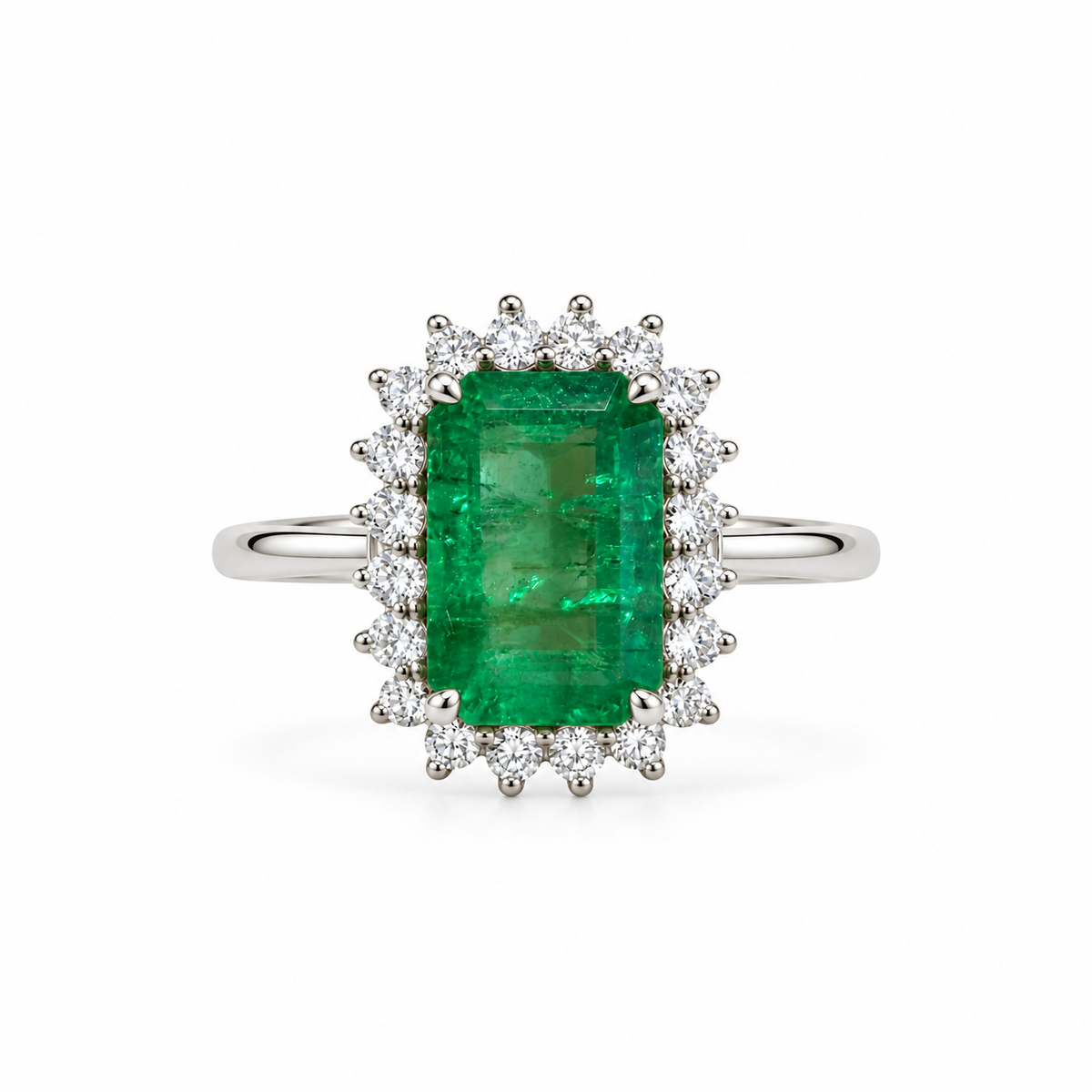 The Emerald Diamond Halo Cocktail Ring