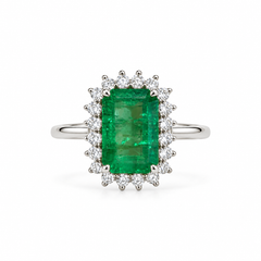 The Emerald Diamond Halo Cocktail Ring