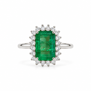 The Emerald Diamond Halo Cocktail Ring