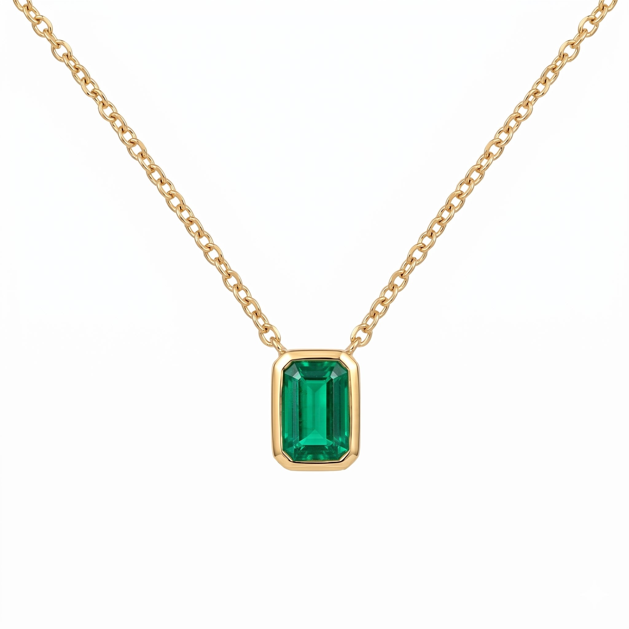 Emerald Pendant Chain Necklace