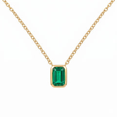 Emerald Pendant Chain Necklace