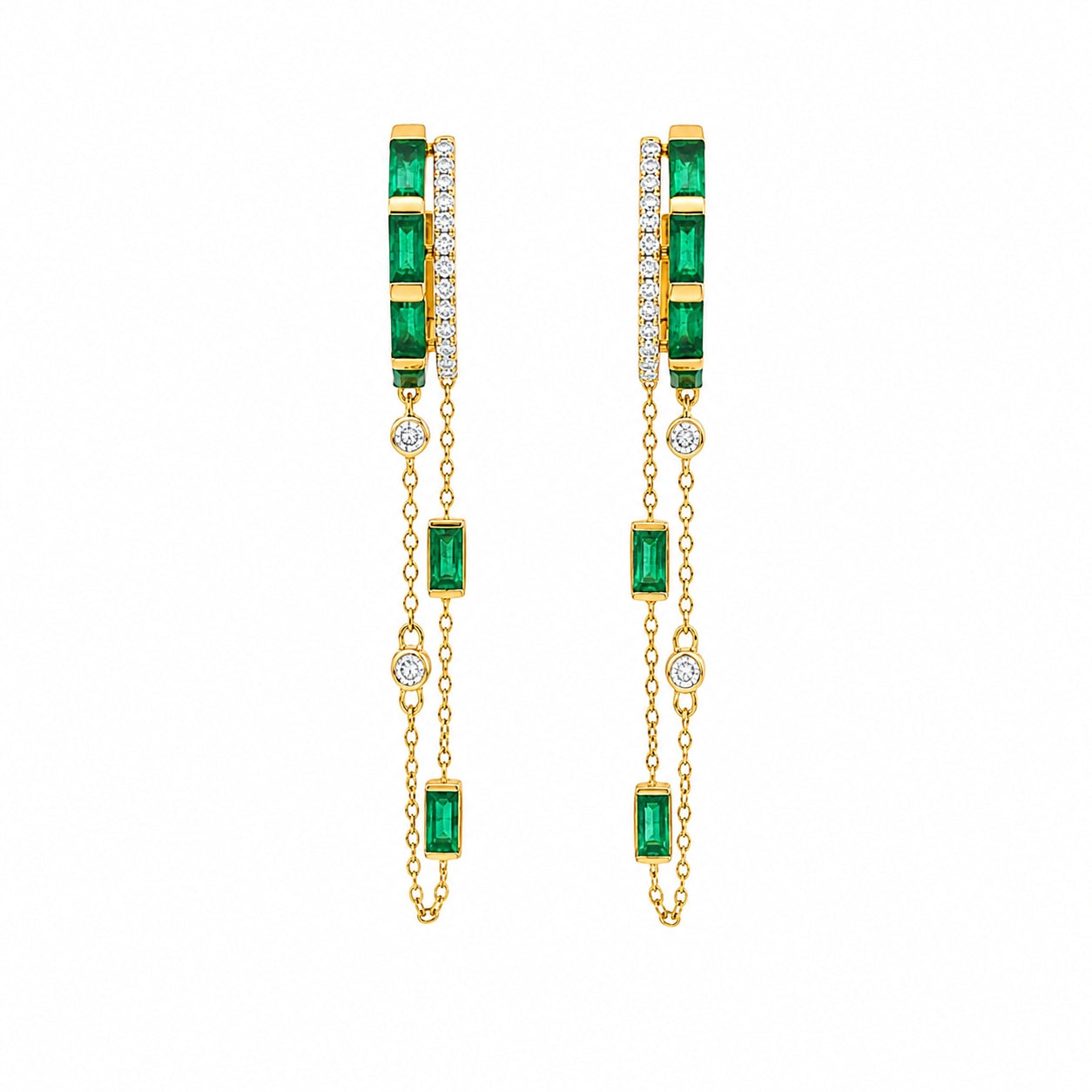 Emerald and Diamond Hoop Drop Chain