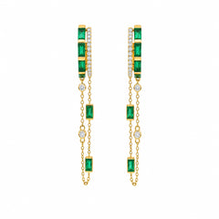 Emerald and Diamond Hoop Drop Chain