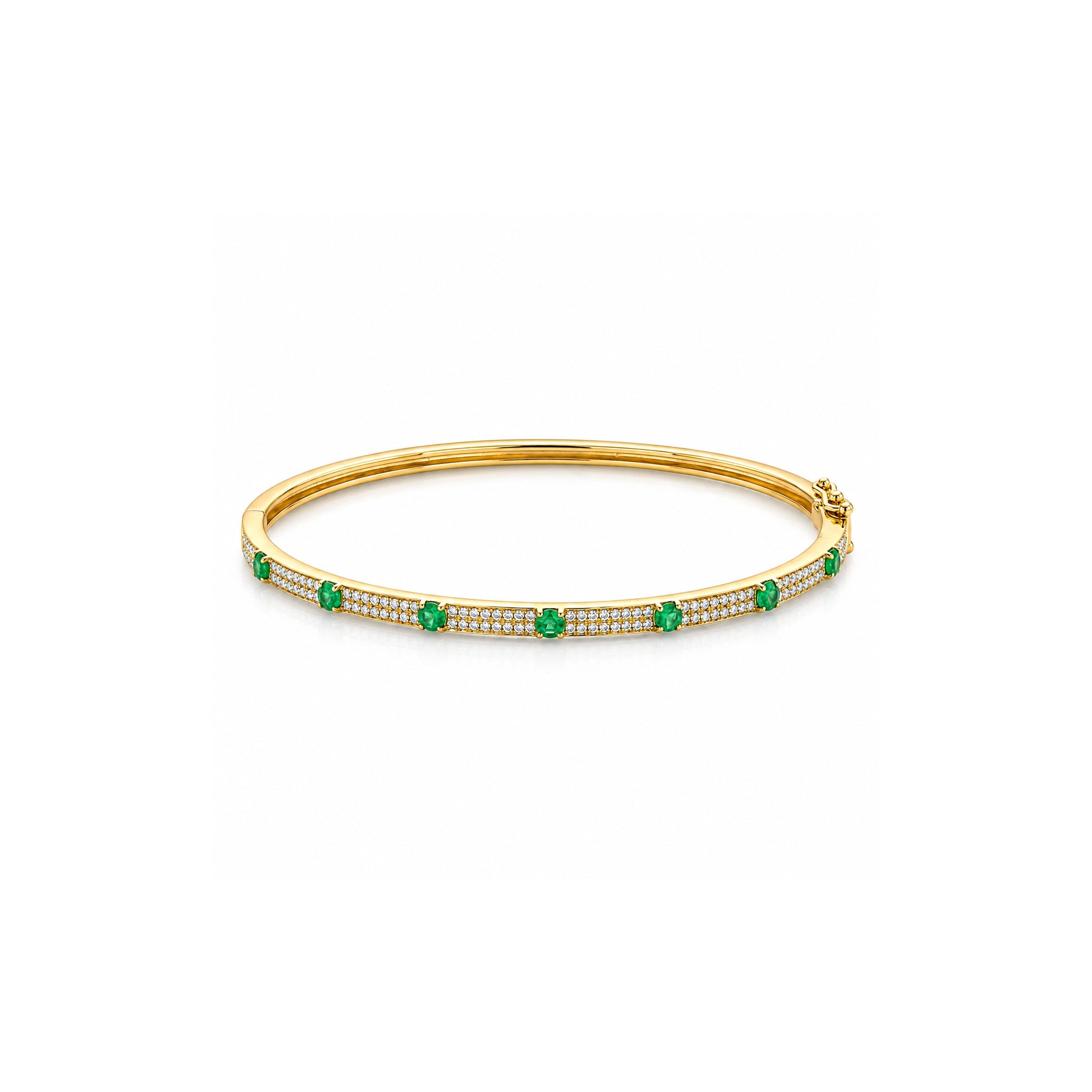 Emerald and Pave Diamond Bangle