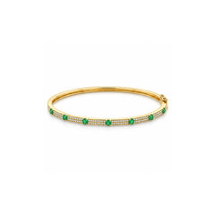 Emerald and Pave Diamond Bangle