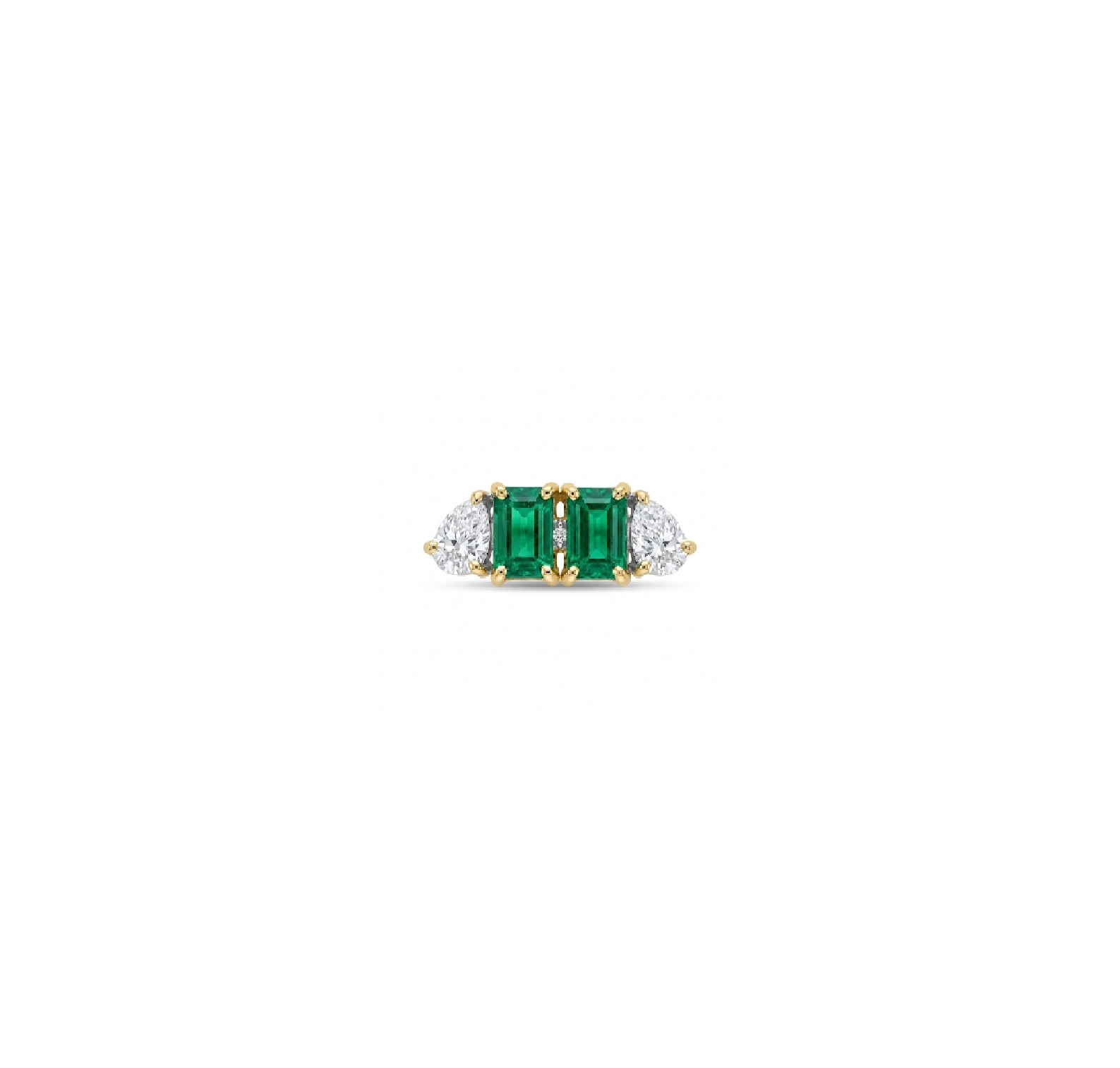 Emerald and Pear Diamond Two-Stone Stud Earrings