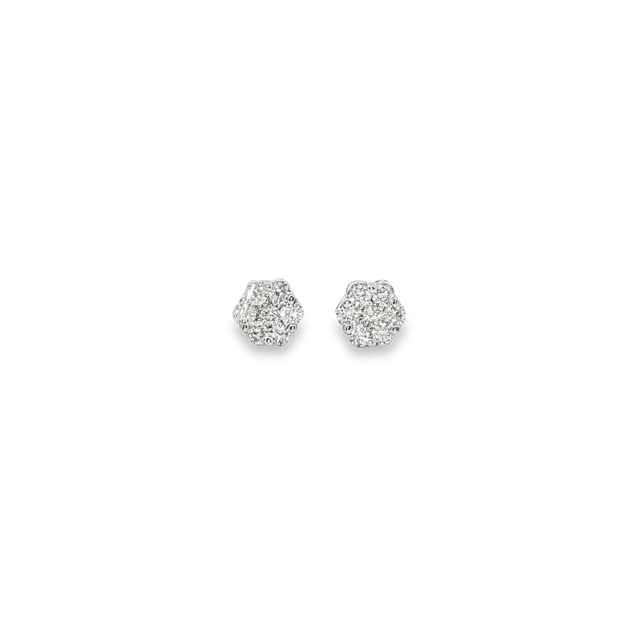 Floral Diamond Cluster Stud Earrings