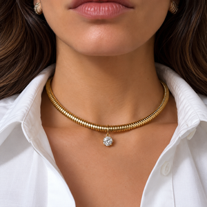 The Round Lab Grown Pendant in Yellow Gold