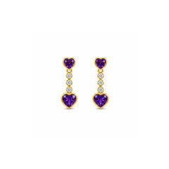 Heart-Shaped Amethyst Drop Earrings