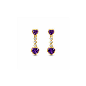 Heart-Shaped Amethyst Drop Earrings