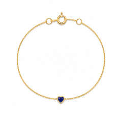 Heart-Shaped Blue Sapphire Bezel Chain Bracelet