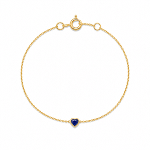 Heart-Shaped Blue Sapphire Bezel Chain Bracelet