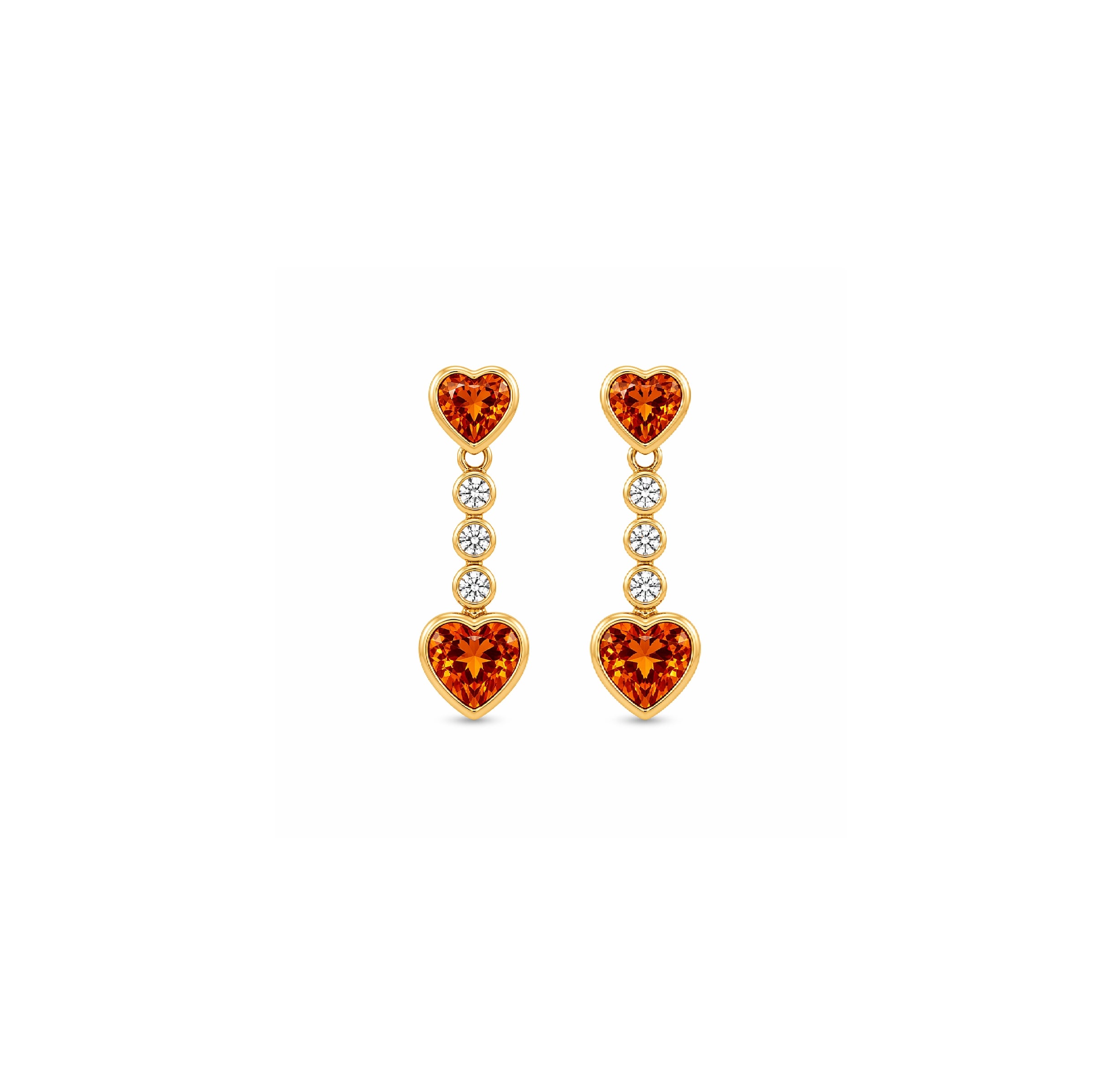 Heart-Shaped Citrine Drop Earrings