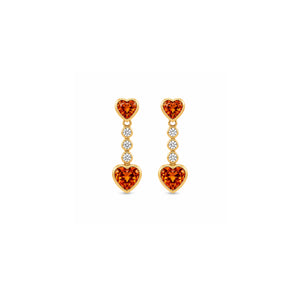 Heart-Shaped Citrine Drop Earrings