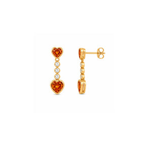 Heart-Shaped Citrine Drop Earrings