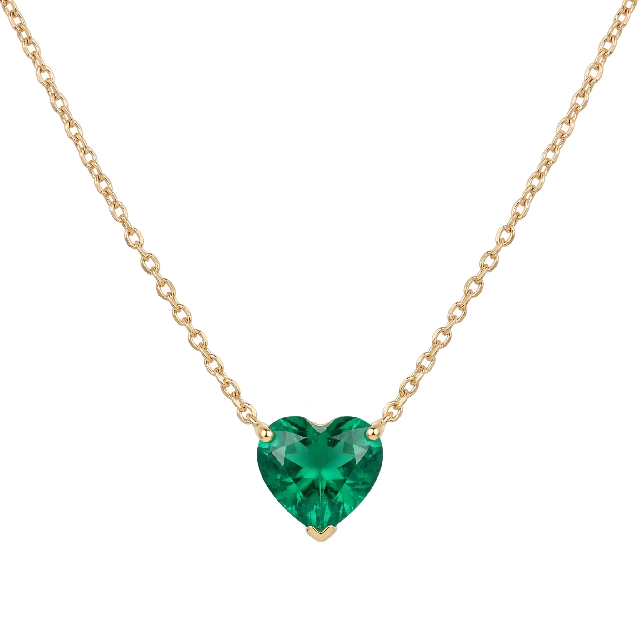 Heart-Shaped Emerald Solitaire Pendant Necklace