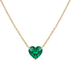 Heart-Shaped Emerald Solitaire Pendant Necklace